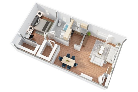 Floor plan for 1 bed, 1 bath, 620 sqft